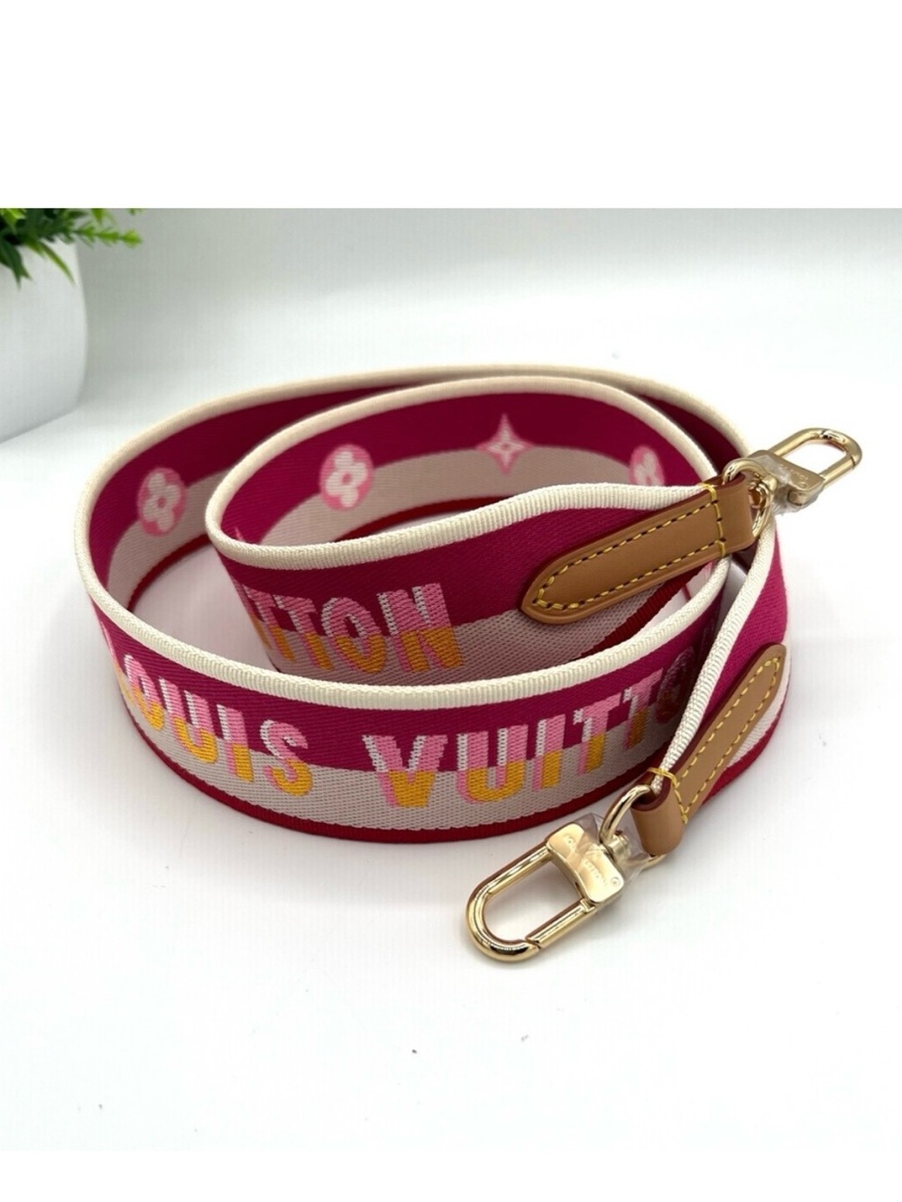 Louis Vuitton Jacquard Speedy Bandouliere 20 Shoulder Strap Fuchsia 💯 Authentic - Picture 3 of 11